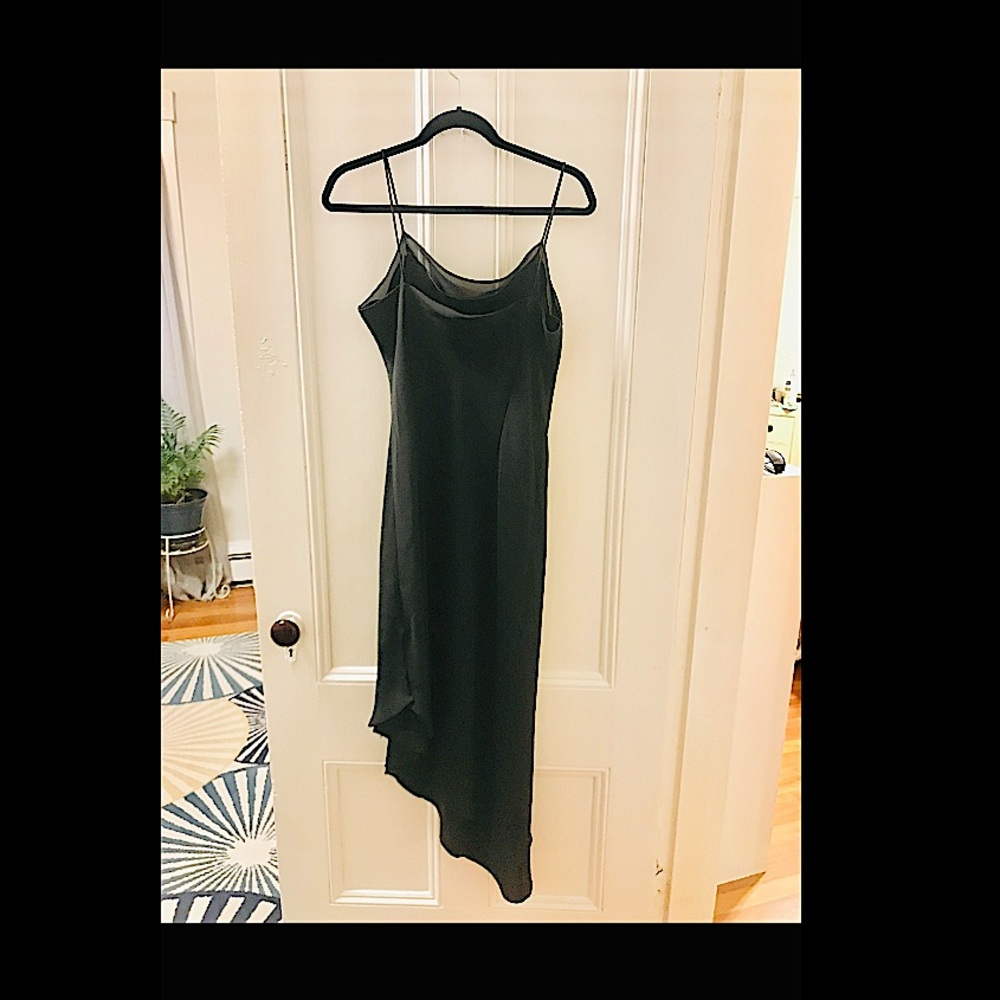 Asymmetrical black cocktail party dress